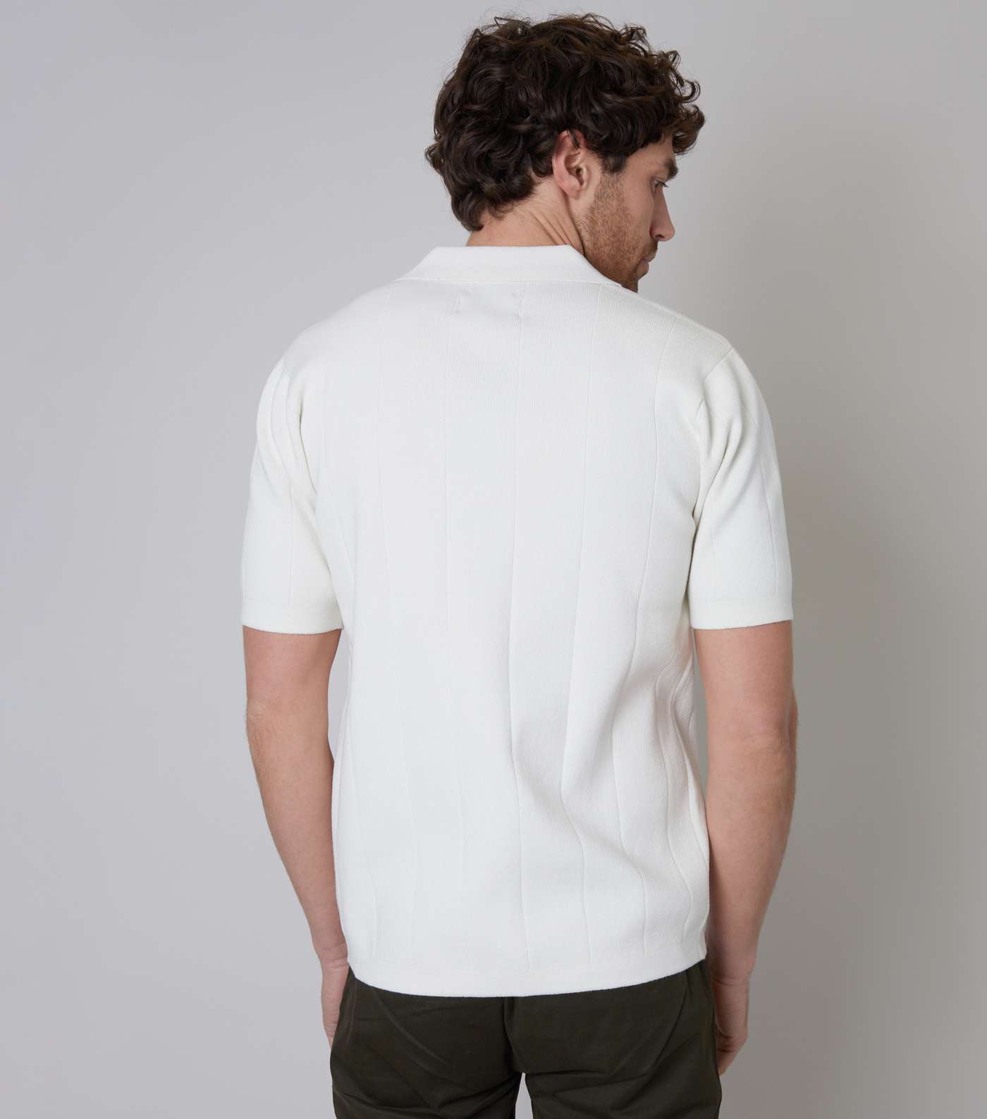 Threadbare Off White Knit Button Front Shirt Image 3