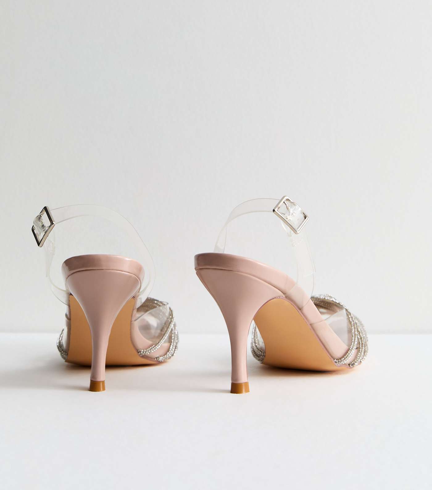 Truffle Pale Pink Diamanté Stiletto Heel Court Shoes Image 4