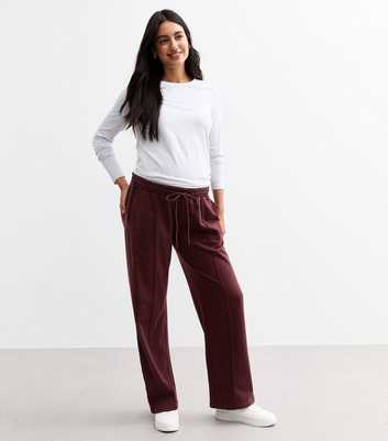 Maternity Burgundy Pintuck Wide Leg Joggers