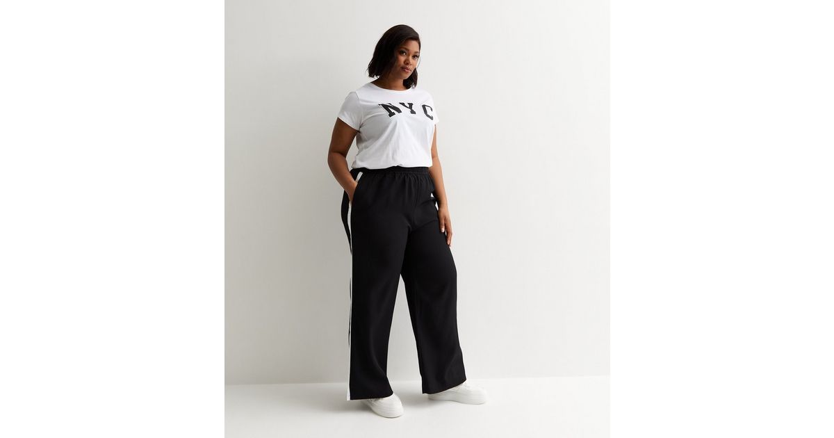 Onleva Stripe Wide Leg Trousers-Black/White main image 1