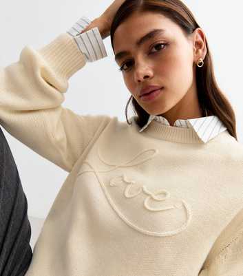 Cream Love Embroidered Jumper 