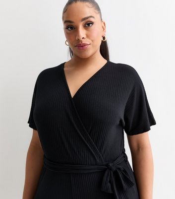 Black ribbed jumpsuit new look online