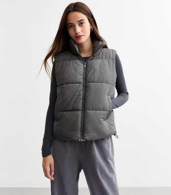 Grey Crop Puffer Gilet