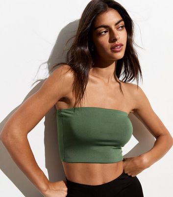 Olive Bandeau Top New Look