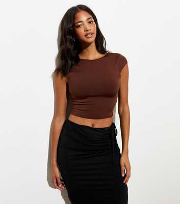 Brown Low Back Crop Top