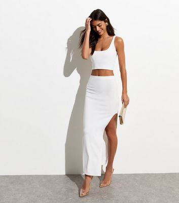 White Square Neck Crop Top New Look