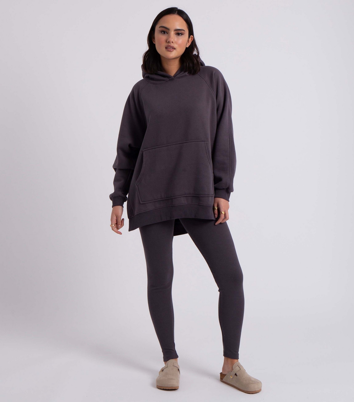 Women's Grey Oversized Leggings and Hoodie Set Urban Bliss New Look