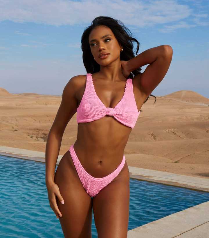 Moda Minx Pink Textured Bikini Top 