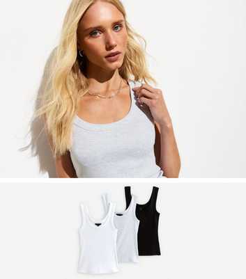 Multipack of 3 Ribbed Jersey Vest Tops