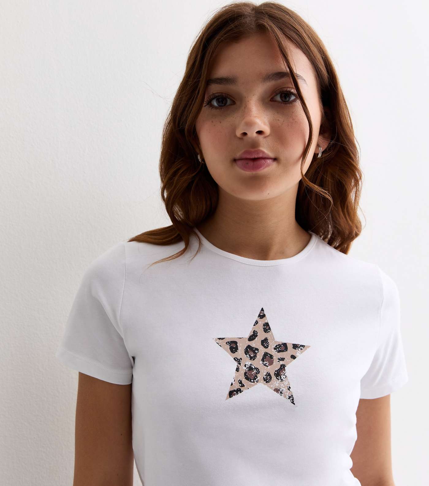 Girls White Leopard Star Print Baby T-Shirt Image 2