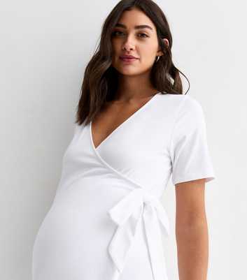 Maternity White Wrap Nursing Top