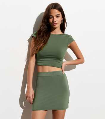 Olive Hidden-Shorts Mini Skirt 