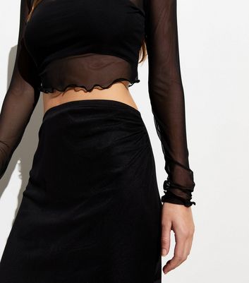 Black Mesh Frill Hem Maxi Skirt New Look