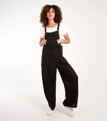 Blue Vanilla Black Wide Leg Dungarees New Look