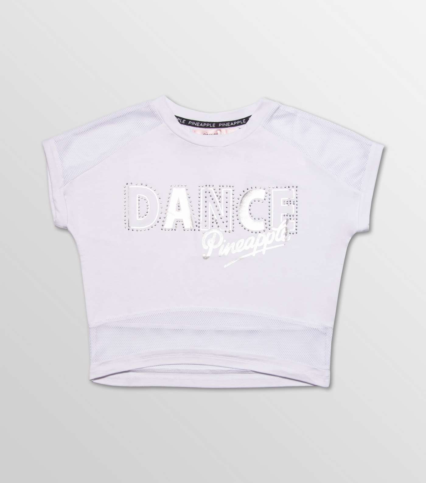 Pineapple Girls White Dance Slogan Mesh Crop T-Shirt Image 5