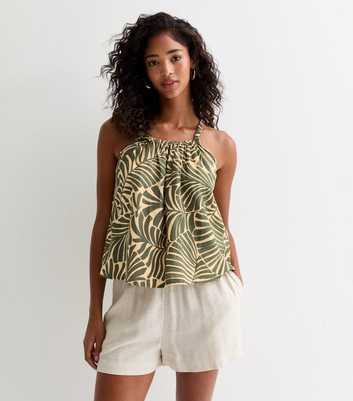 ONLY Olive Leaf-Print Sleeveless Top 