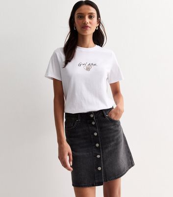 White Cotton Girl Math Slogan T-Shirt New Look