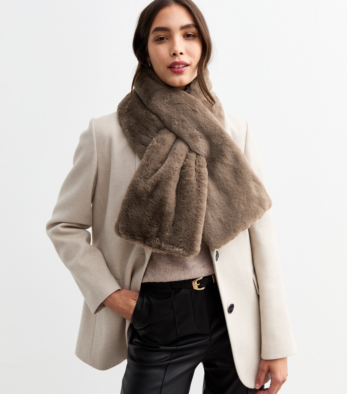 Mink Faux Fur Shawl Scarf New Look