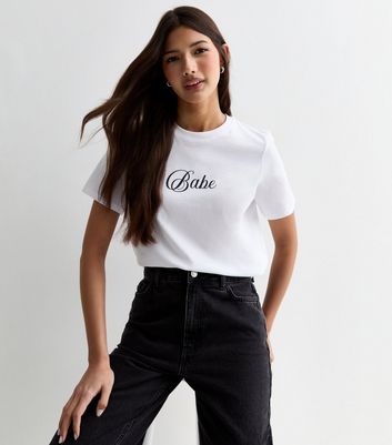 White Babe Slogan Cotton T-Shirt New Look