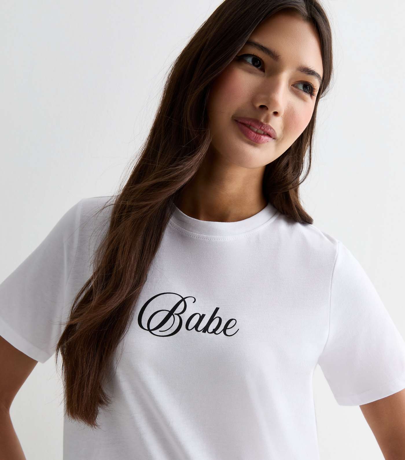 White Babe Slogan Cotton T-Shirt Image 2