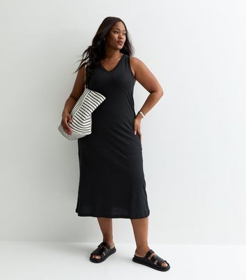 ONLY Curves Black Cotton Midi Dress