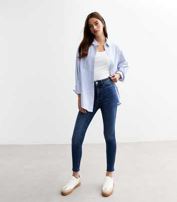 Blue Hallie Disco Frayed Hem Super Skinny Jeans