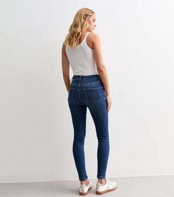 Blue Hallie Disco Ripped Super Skinny Jeans New Look
