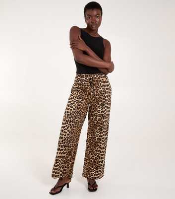 Blue Vanilla Brown Leopard-Print Wide Leg Trousers
