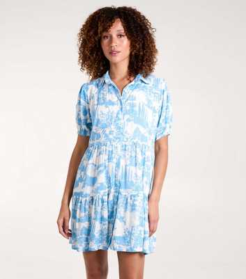 Blue Vanilla Pale Blue Mini Smock Shirt Dress