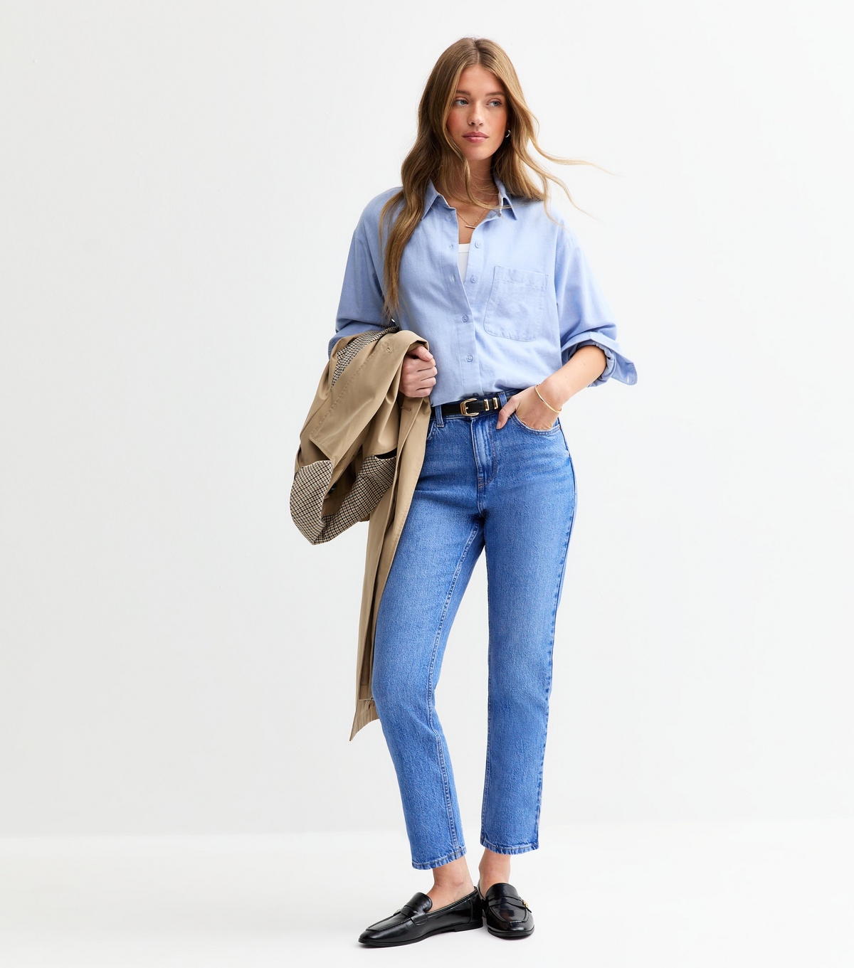 Women's Blue Hannah Ankle Grazer Straight Leg Jeans New Look