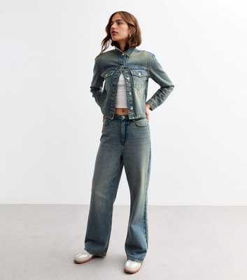 Blue Low Rise Wide Leg Jeans