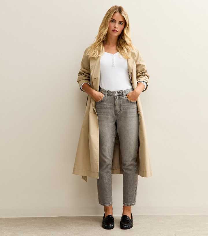 Petite Pale Grey Straight Leg Jeans