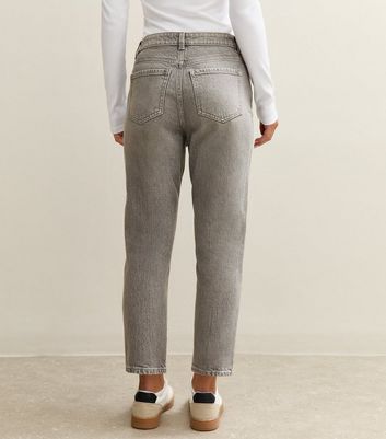 Petite Pale Grey Straight Leg Jeans New Look