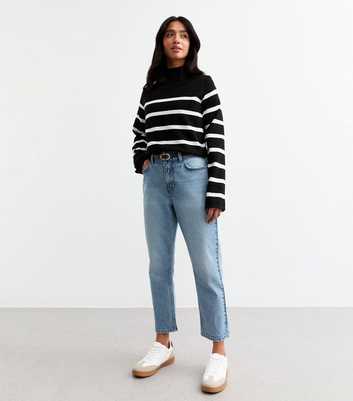 Blue Petite Straight Leg Jeans