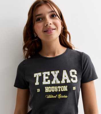 Dark Grey Texas Slogan Baby T-Shirt
