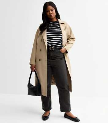 Curves Black Hannah Straight Leg Jeans