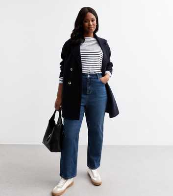 Curves Blue Straight Leg Denim Jeans