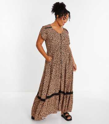 QUIZ Curves Multicoloured Leopard Print Maxi Dress