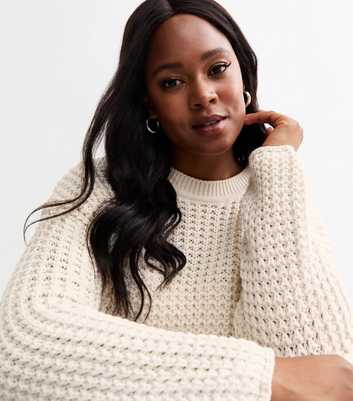 Curves Off White Chunky Knit Jumper