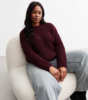 Curves Burgundy Chunky Knit Jumper