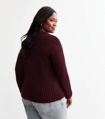 Curves Burgundy Chunky Knit Jumper New Look