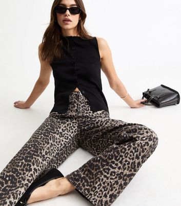 Brown Leopard Print Wide Leg Jeans New Look