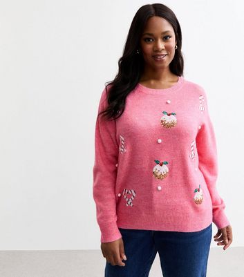 Pink embellished jumper best sale