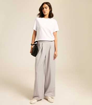 Grey Tailored Wide Leg Trousers