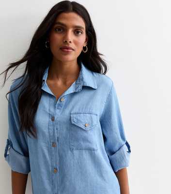 Gini London Blue Oversized Denim Shirt