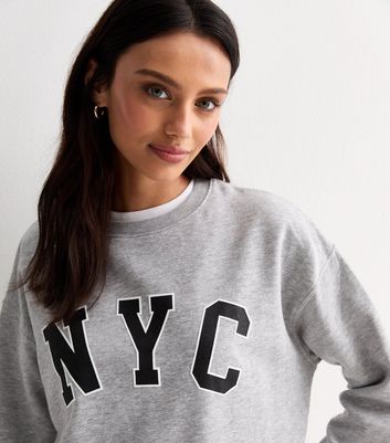 Grey NYC Print Cotton Sweatshirt New Look
