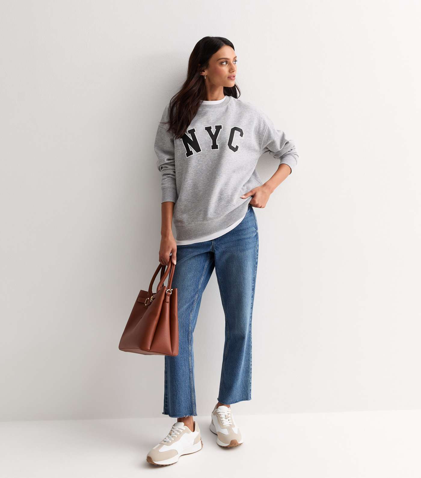 Grey NYC Print Cotton Sweatshirt Image 2