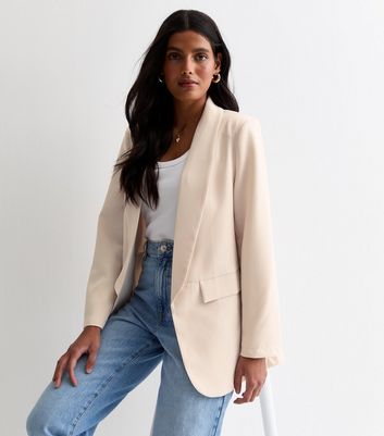 Gini London Cream Tailored Blazer New Look