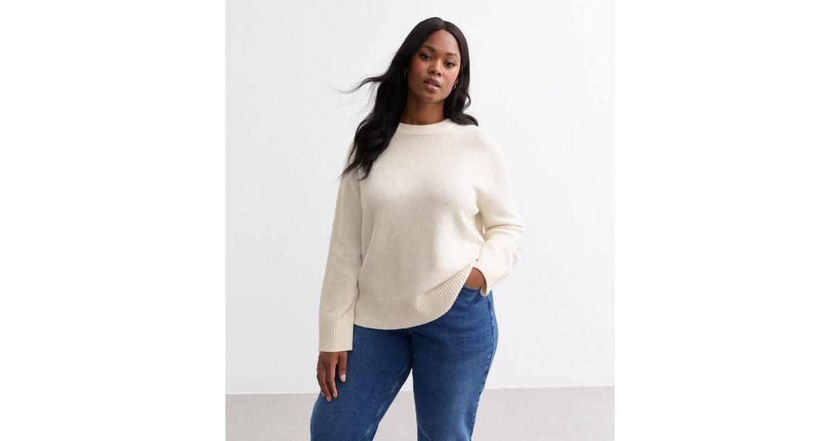 Off White Curves Crew Neck Jumper | New Look
