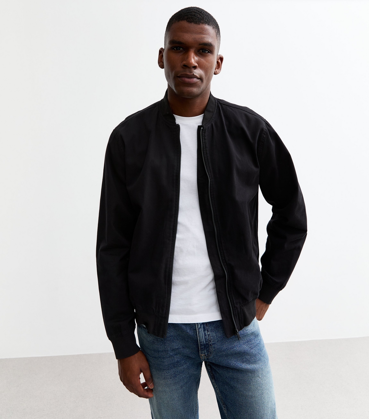 Men's Black Regular Bomber Jacket New Look